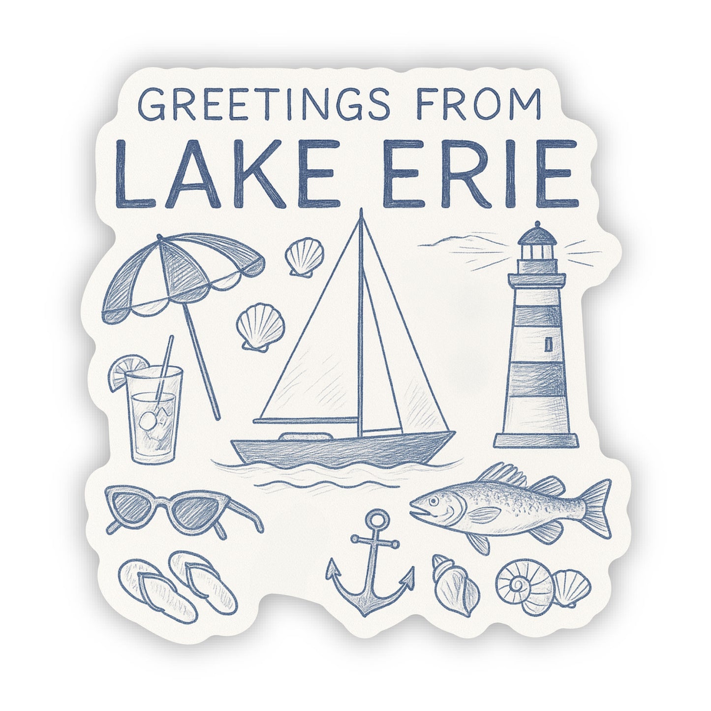 Greeting from Lake Erie Sticker