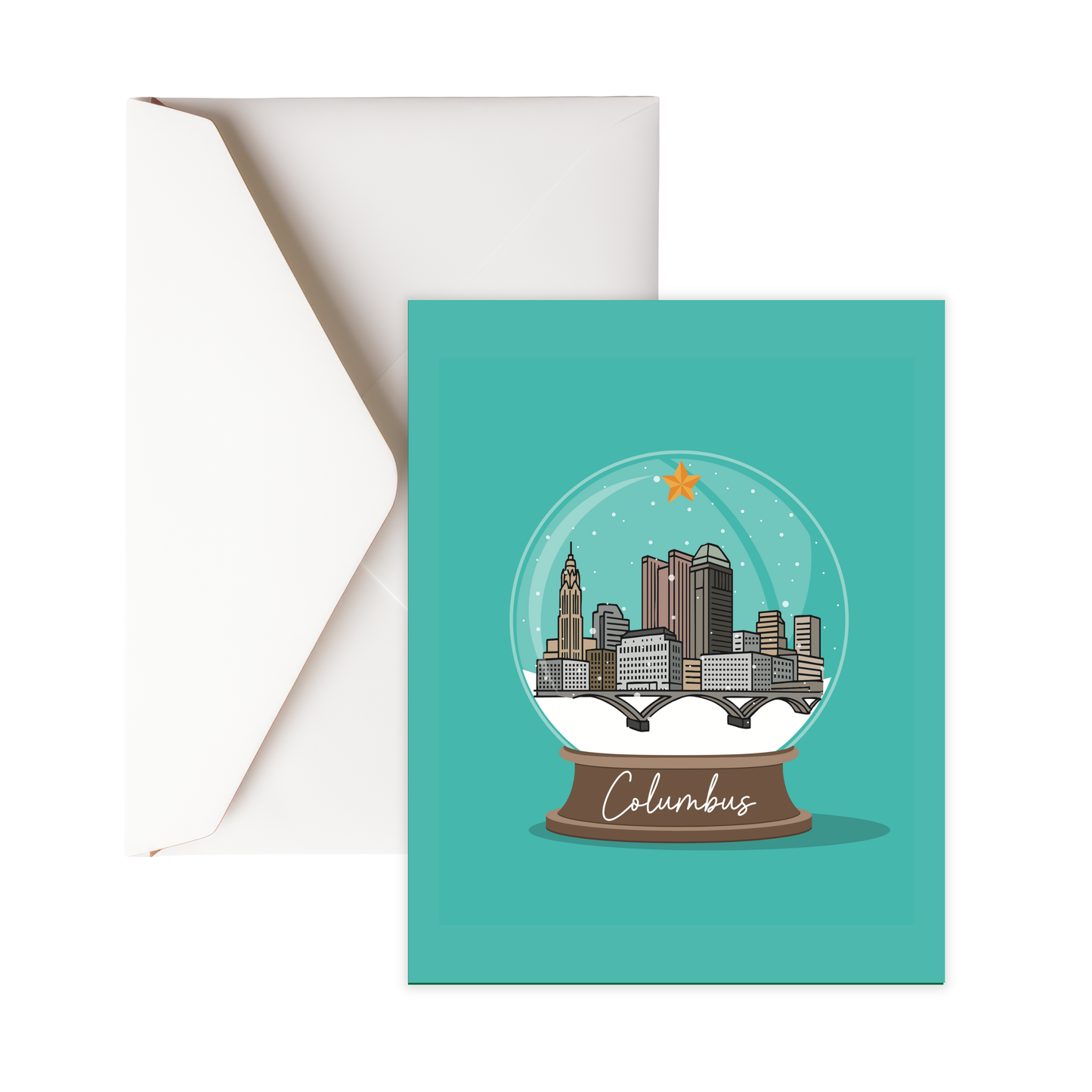 Columbus Snowglobe Greeting Card