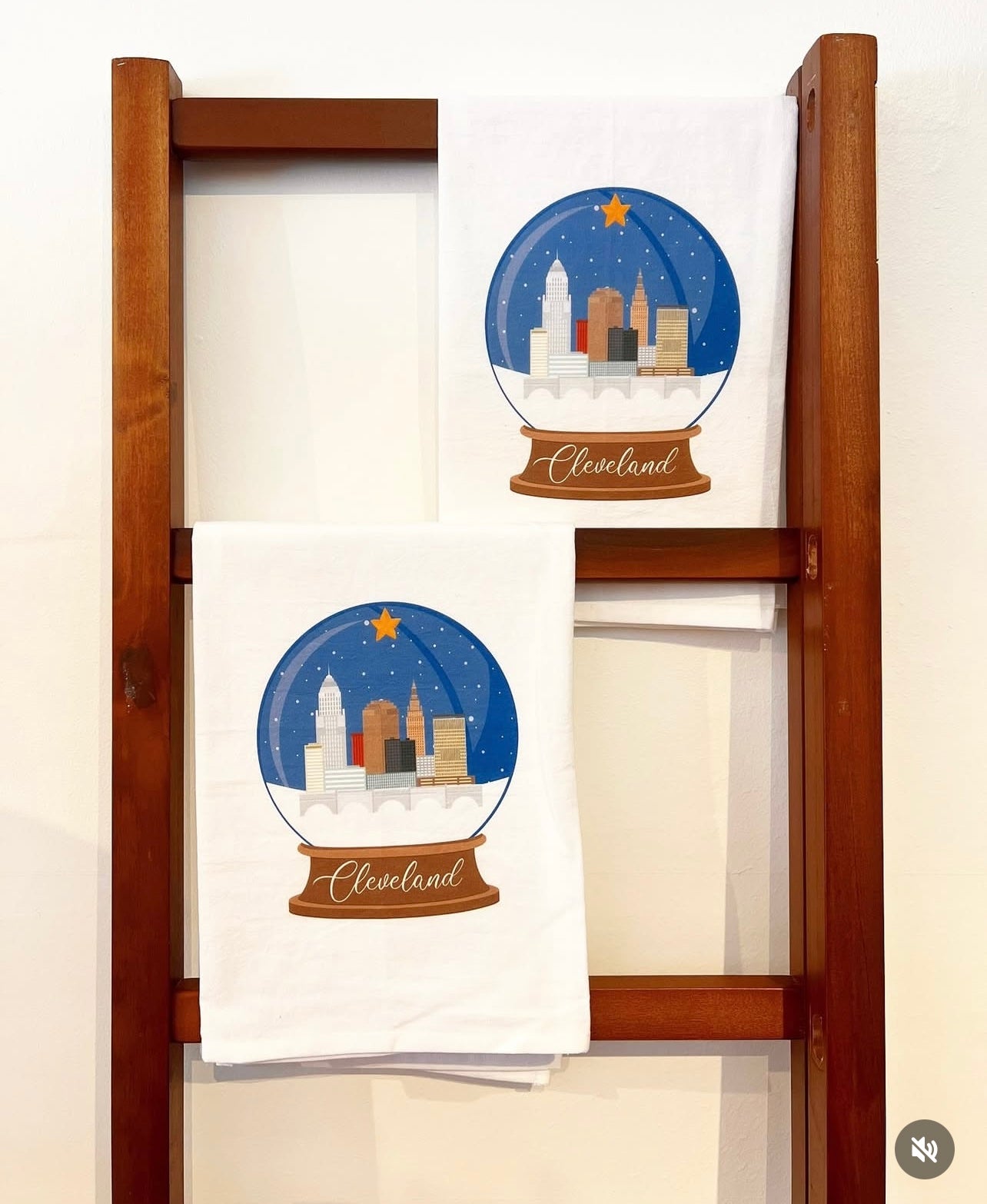 PRE ORDER* Cleveland Snowglobe Tea Towel